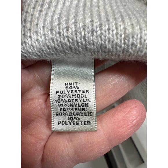 Neiman Marcus Open Front Cardigan Vest Removable‎ Faux Fur Collar Gray Sz Small - Picture 4 of 5